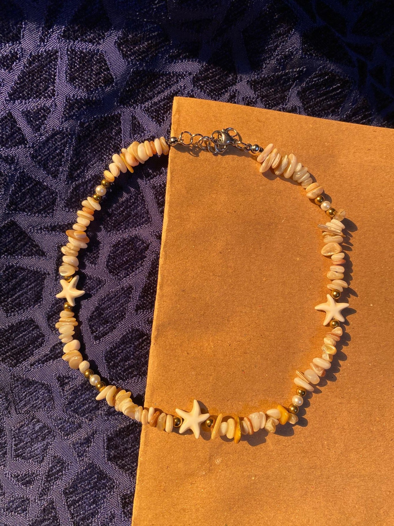Stars Brown Stones Necklace - Handmade