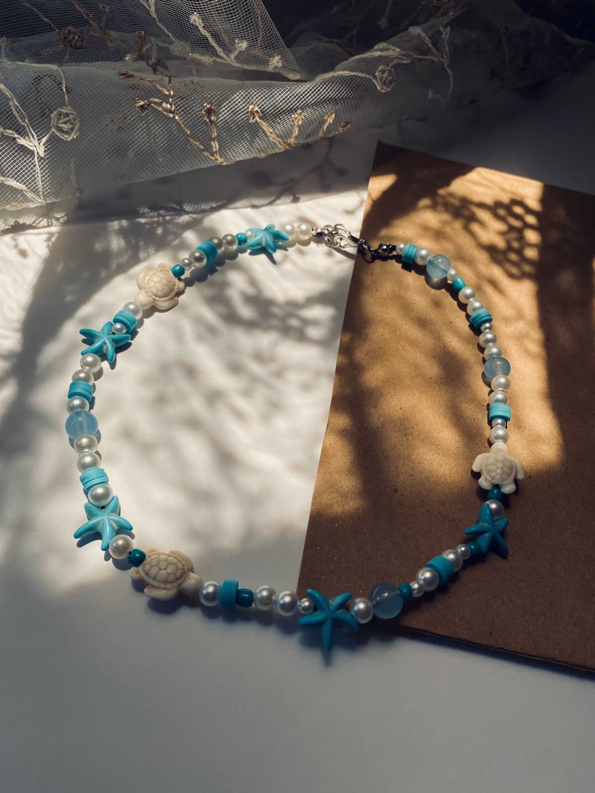 Blue Turtle Necklace - Handmade