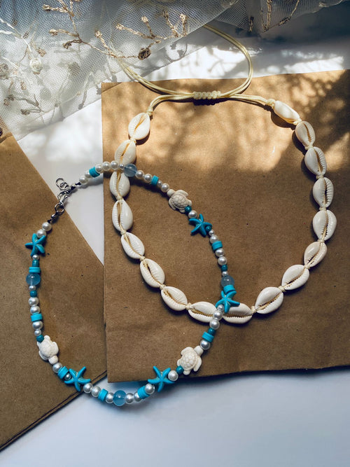 Blue Turtle Necklace - Handmade